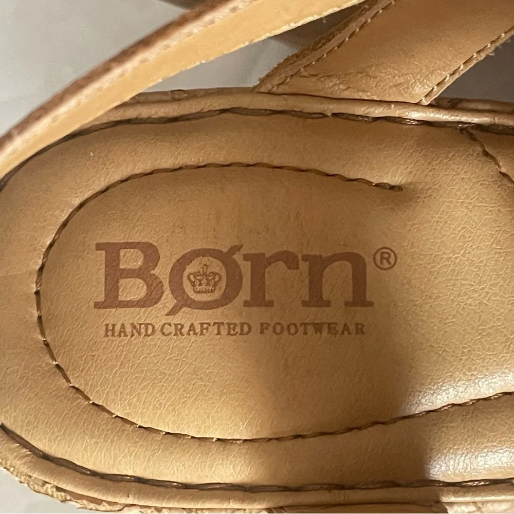 Born Bernese Leather Platform Cork Wedge Sandal Shoes Brown Women's Size 7 US - Picture 5 of 7
